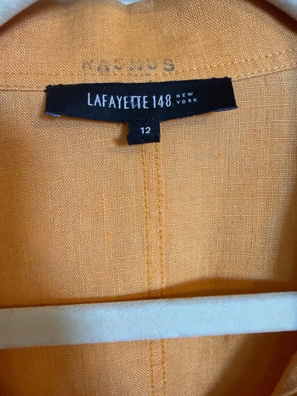 Lafayette 148 New York 100%Linen Button Front Shirt Orange Size 12 Relaxed Fit - Picture 3 of 17
